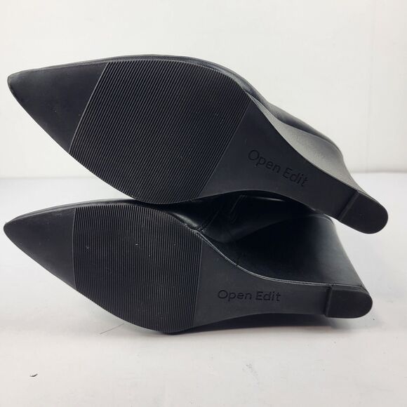 Open Edit Erik Knee High Wedge Boots Faux leather Black Size 8M - Picture 14 of 15